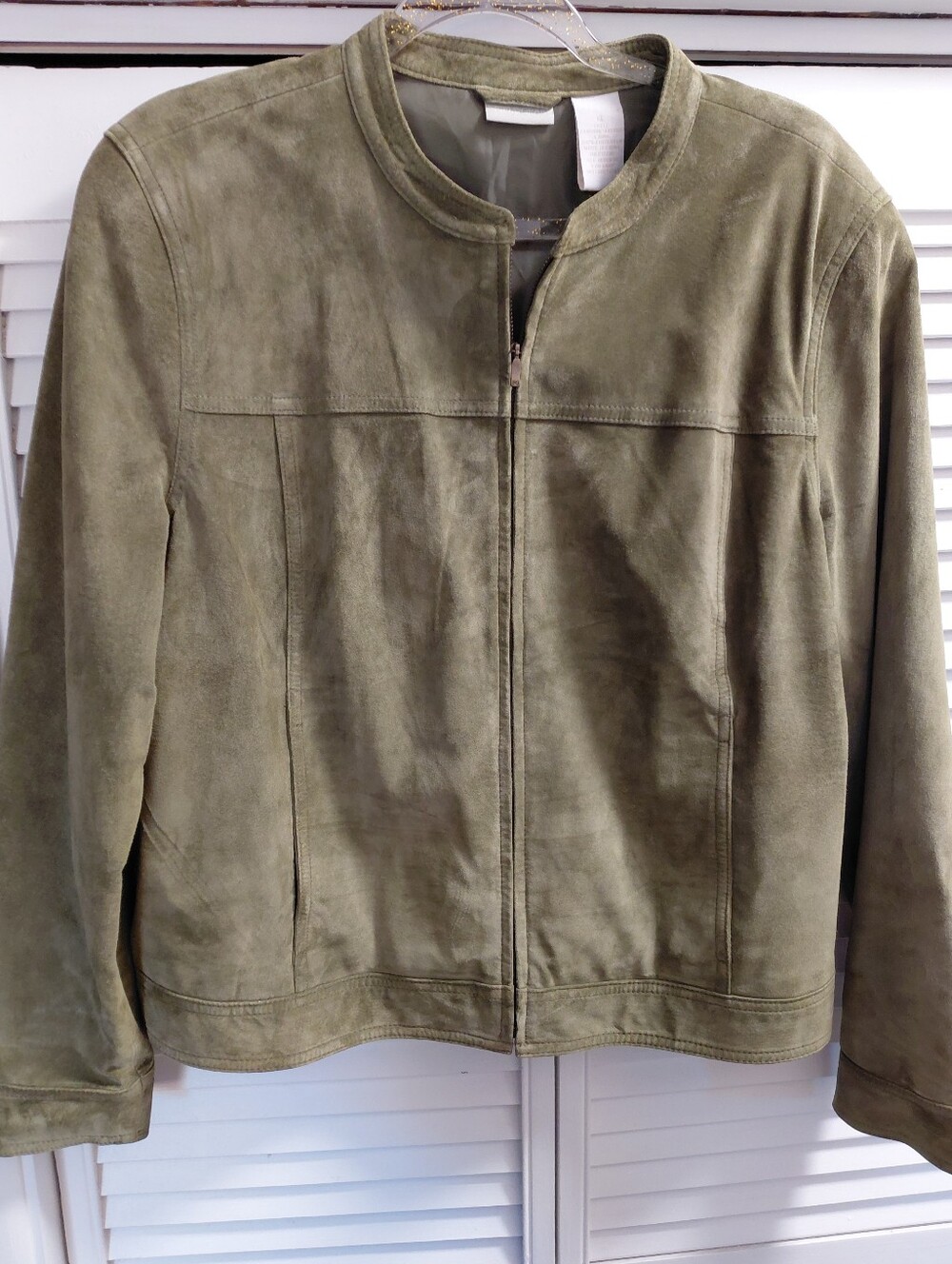 Field Gear Olive Green Suede Bomber Jacket Coat